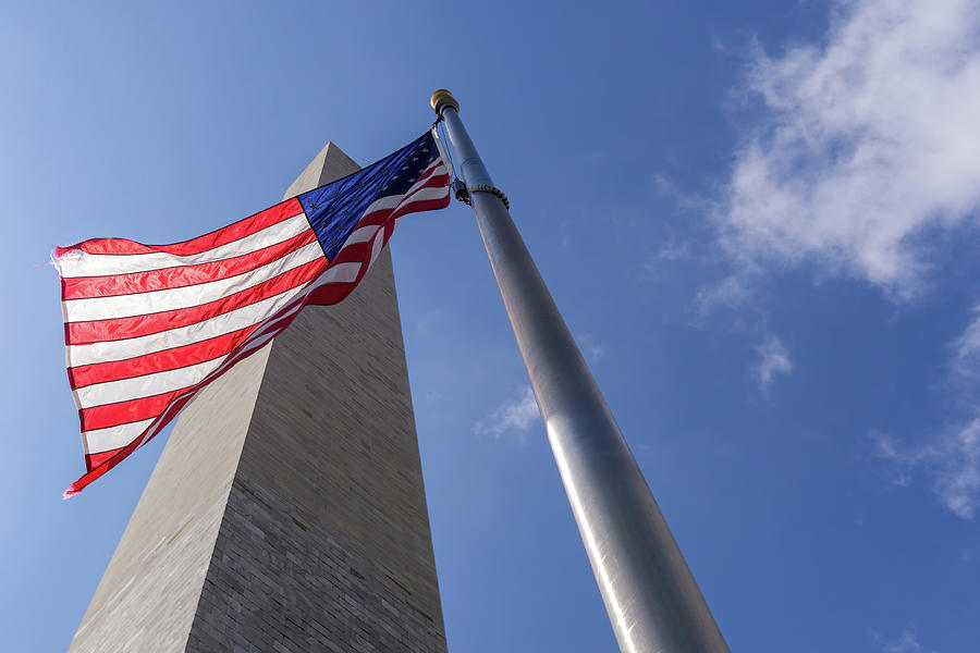 Old Glory at The Washington Monument Photograph by David R Robinson