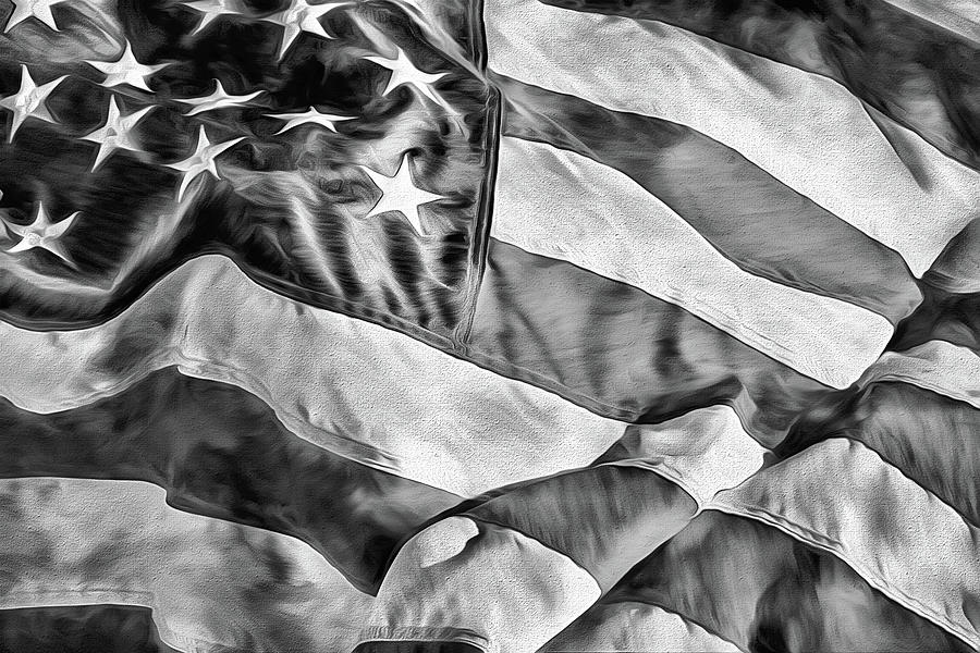 Old Glory Black and White Digital Art by JC Findley