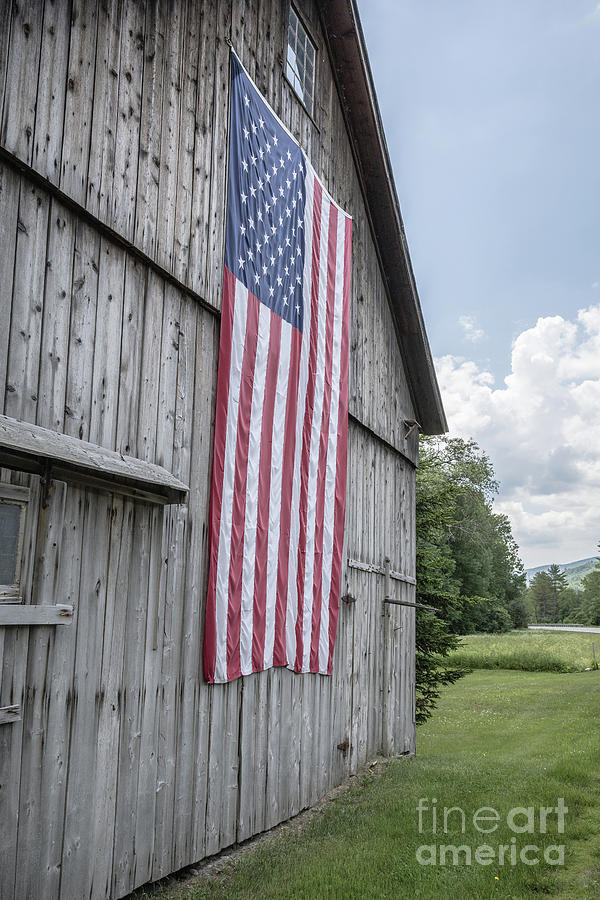Old Glory on the Old Barn Bethel Vermont 1 Photograph by Edward Fielding