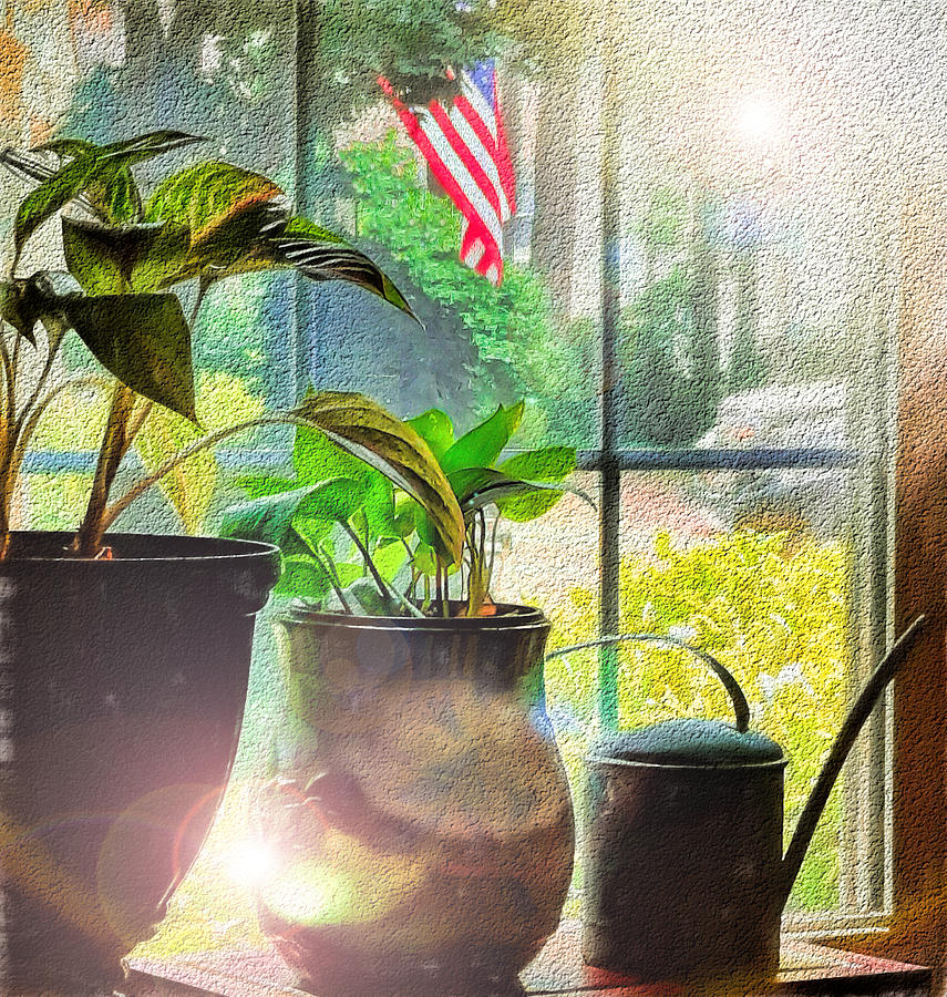Old Glory Waves Through the Window Photograph by Ola Allen