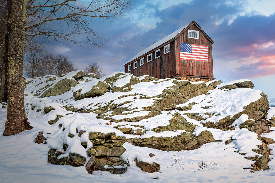 Barn Photograph - Old Glory Winter by Bill Wakeley