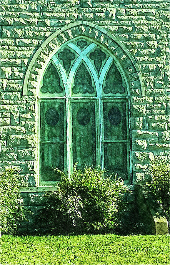 Old Gothic Church Window Mixed Media by Shelli Fitzpatrick