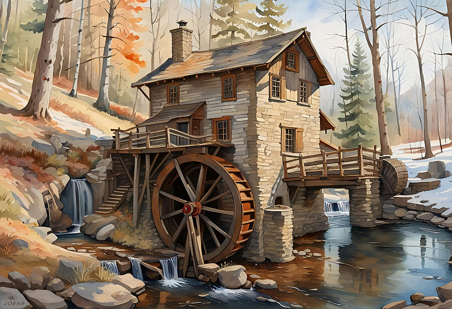 Old Grist Mill Digital Art by Greg Joens