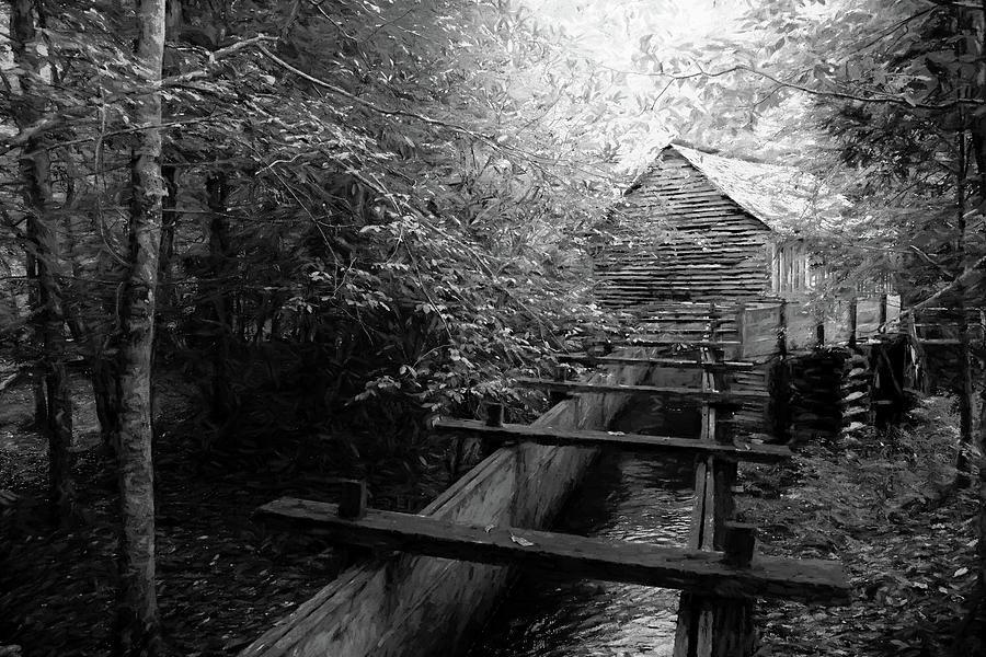 Old Grist Mill In Black and White Photograph by Alice Gipson