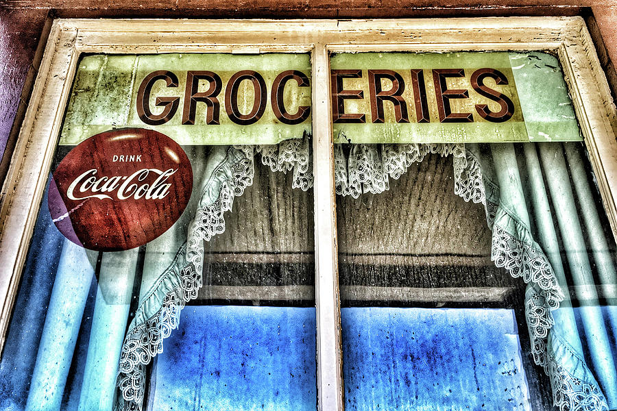 Old Grocery Store Window Photograph