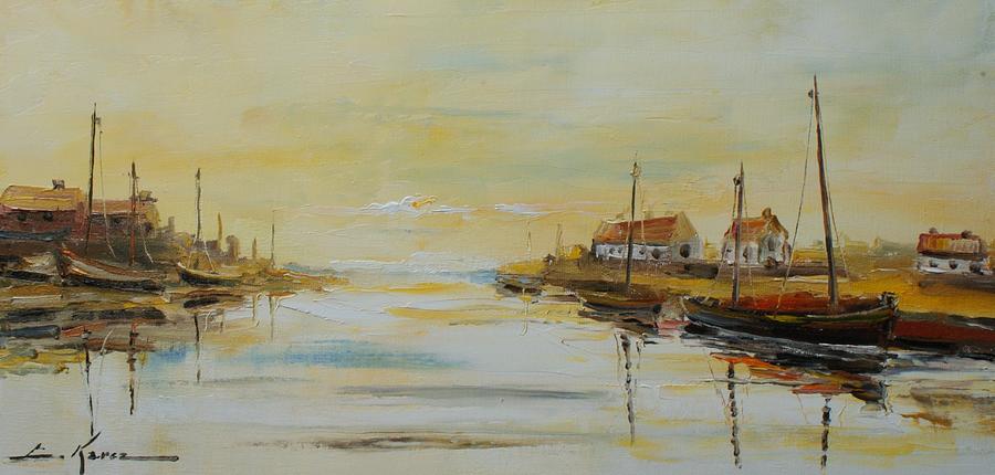 Old harbor village Painting by Luke Karcz