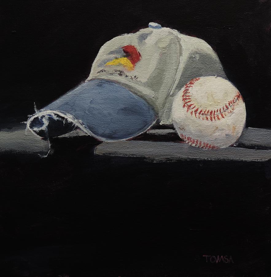 Old Hat and Ball Painting by Bill Tomsa