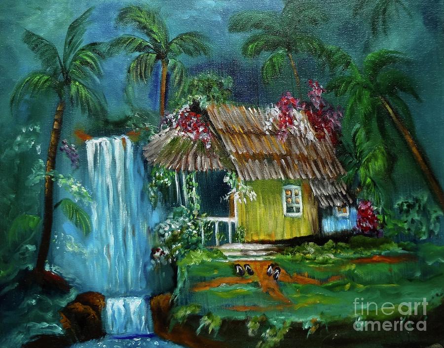 Old Hawaiian Homestead Slippers by the Door Painting by Jenny Lee