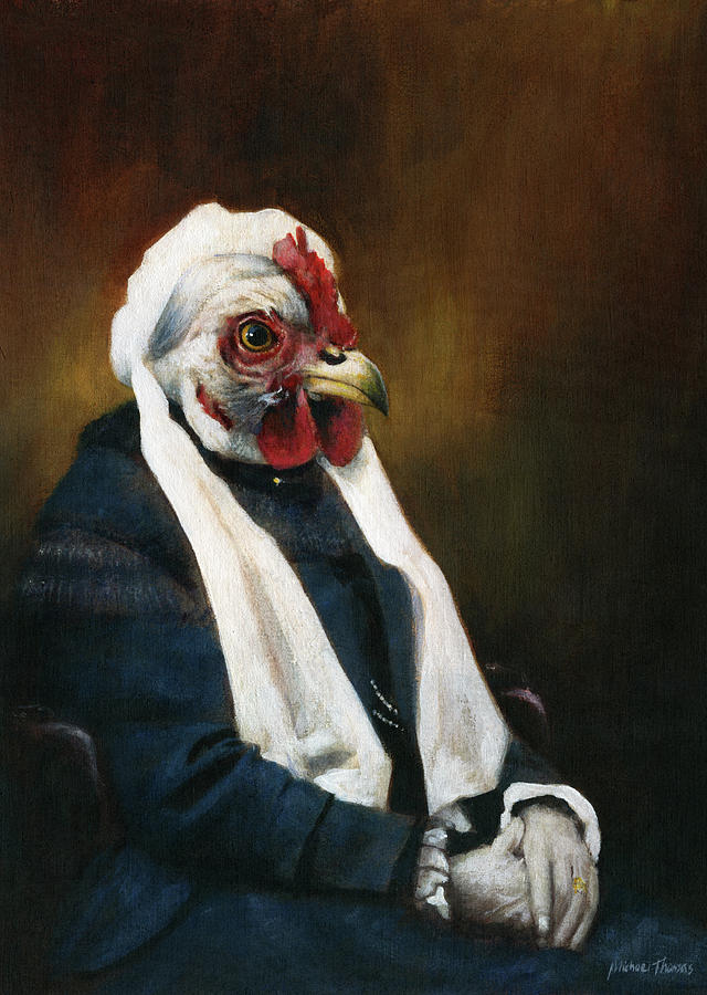 Old Hen Lady Painting by Michael Thomas