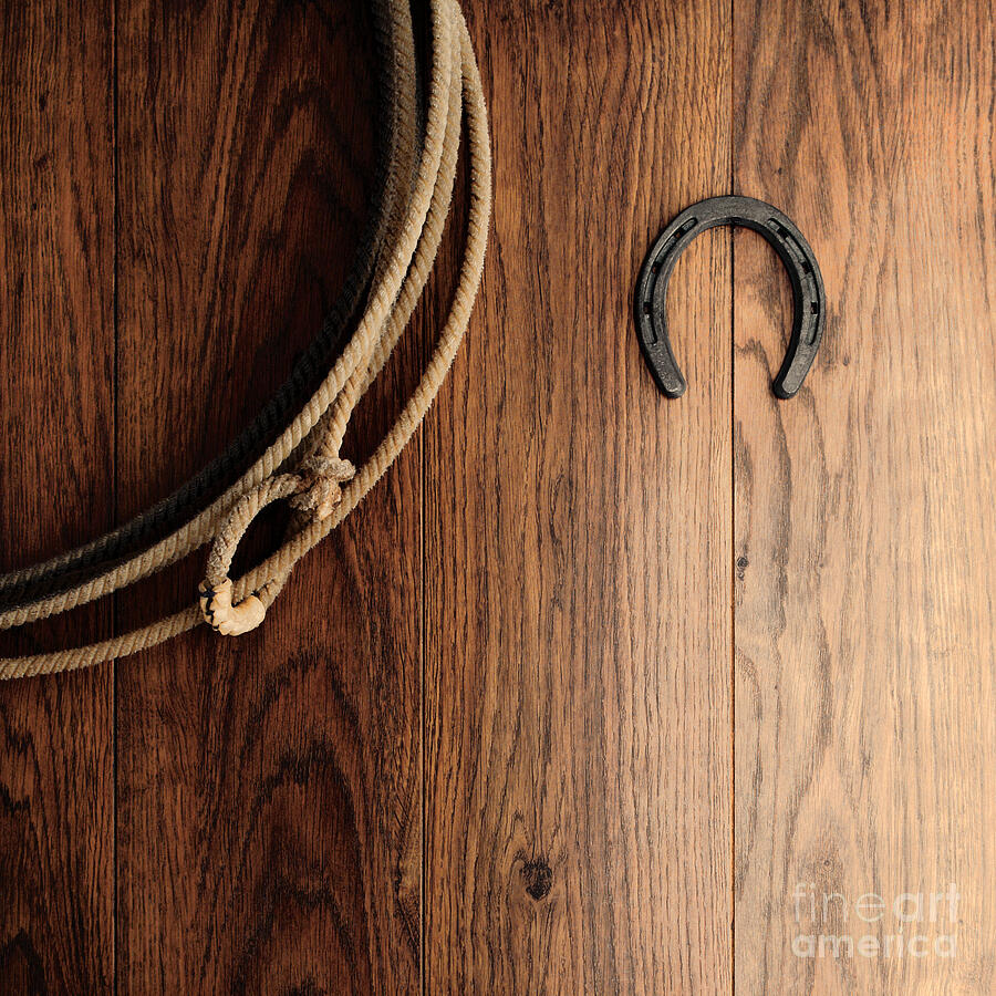 Old Horseshoe and Lariat - Original Photograph by American West Legend Old Horseshoe and Lariat - Original Photograph by American West Legend
