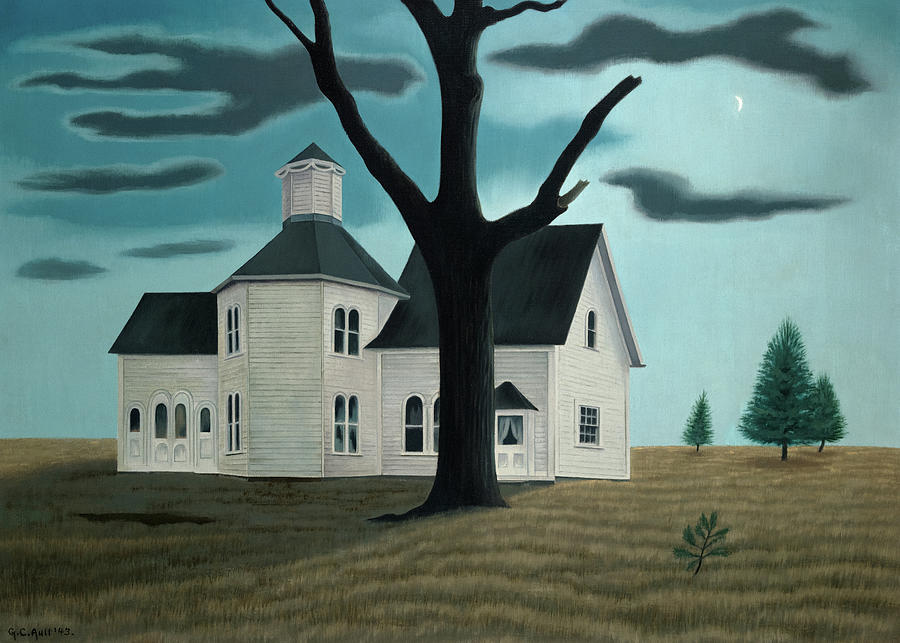 George Ault Painting - Old House, New Moon, 1943 by George Ault George Ault Painting - Old House, New Moon, 1943 by George Ault
