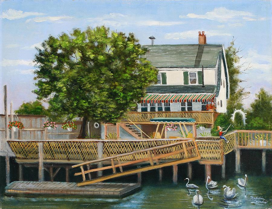 Old House With Swans Painting by Madeline Lovallo