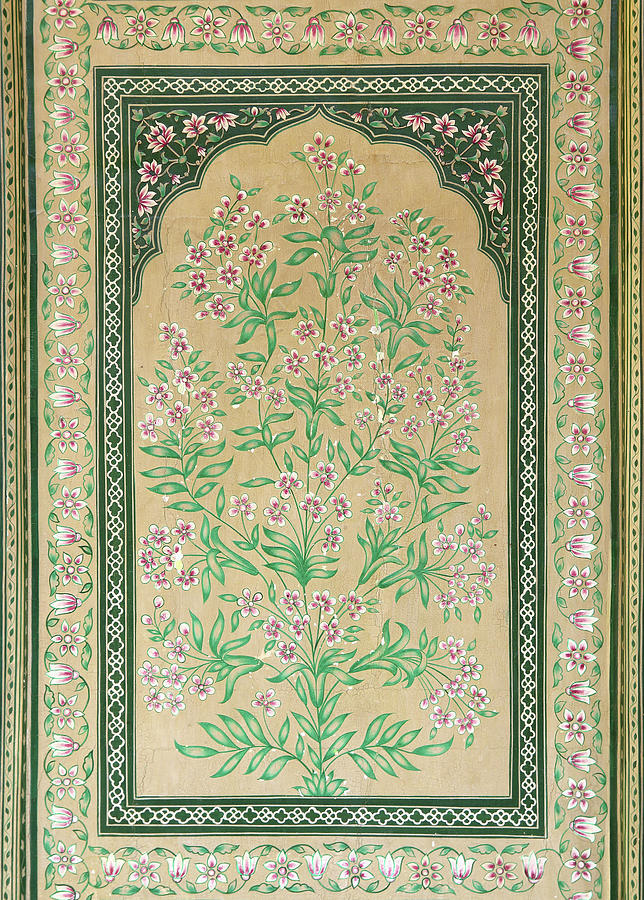 old indian floral ornament on door in India Painting by Mikhail Kokhanchikov