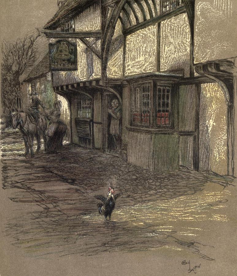 Cecil Aldin Drawing - Old Inns, Golden Cross, Oxford by Cecil Aldin