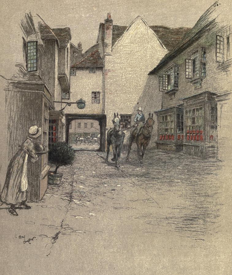 Cecil Aldin Drawing - Old Inns, The George Inn, Dorchester by Cecil Aldin