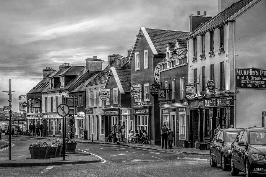 Old Irish Downtown The Dingle Peninsula in Black and White Photograph by Debra and Dave Vanderlaan