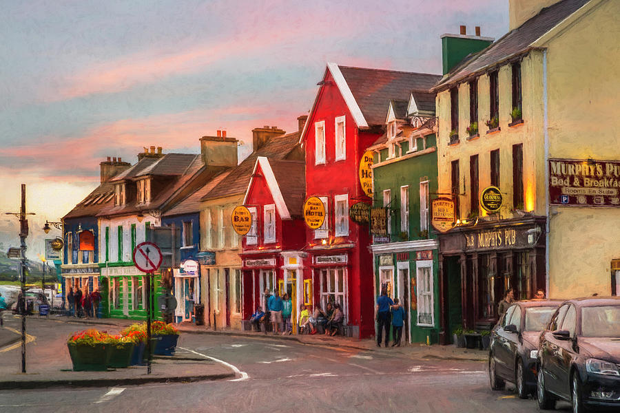 Old Irish Downtown The Dingle Peninsula Painting  Photograph by Debra and Dave Vanderlaan