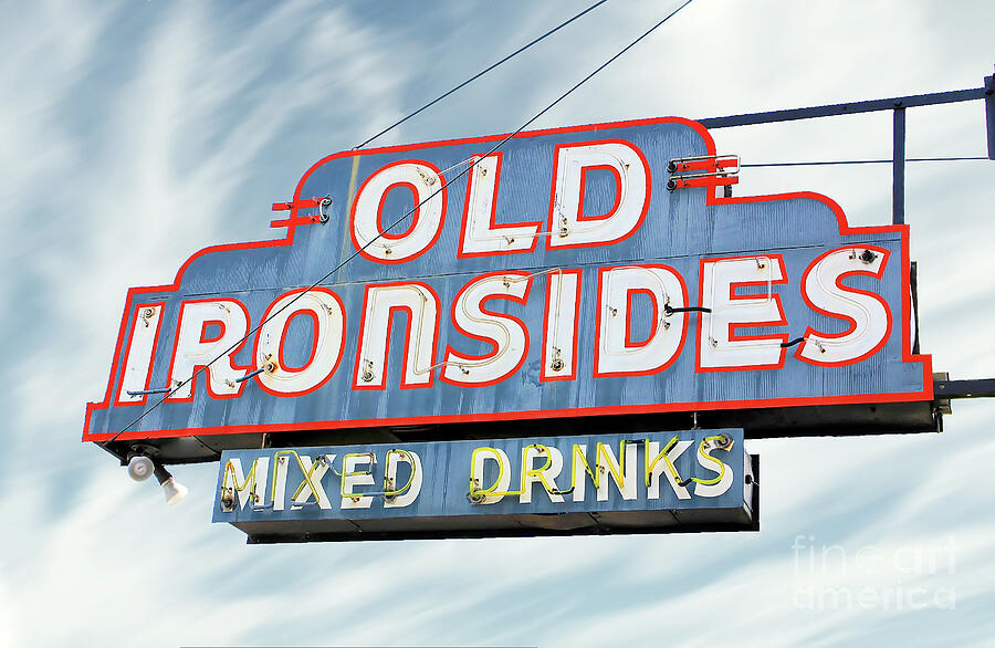 Old Ironsides Mixed Drinks Vintage Neon Sign Pyrography by Frank Short ...