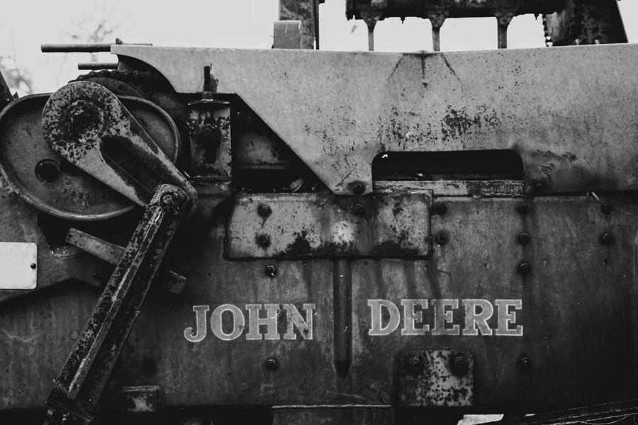Old John Deere black and white Photograph by Toni Hopper
