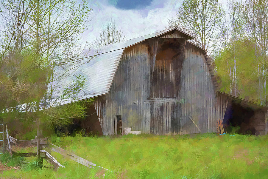 Old Large Barn 2 Digital Art by Linda Segerson