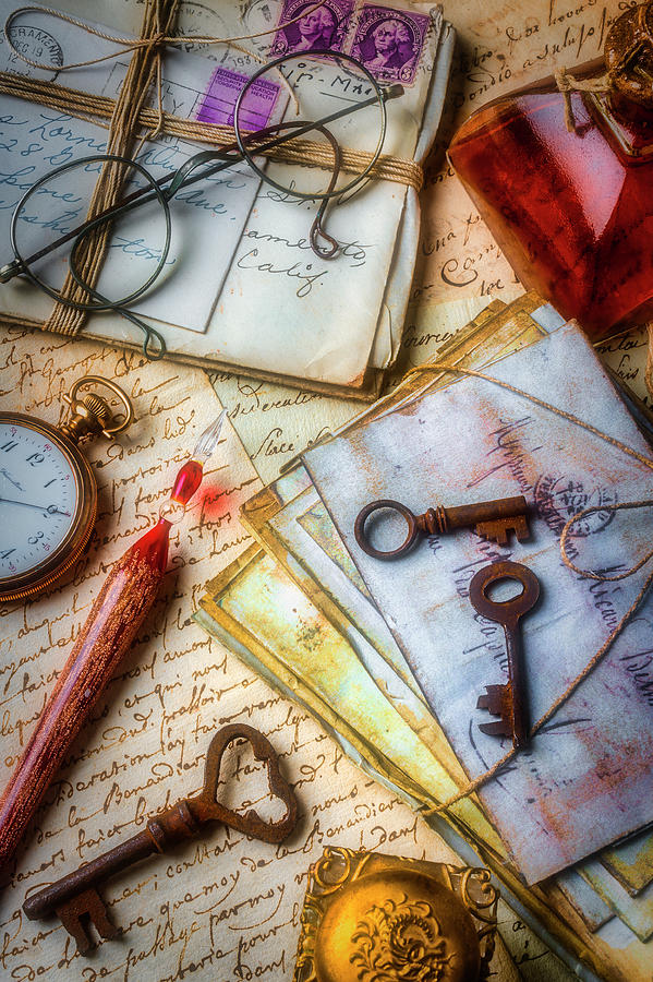 Old Letters And Glass Pen Photograph by Garry Gay