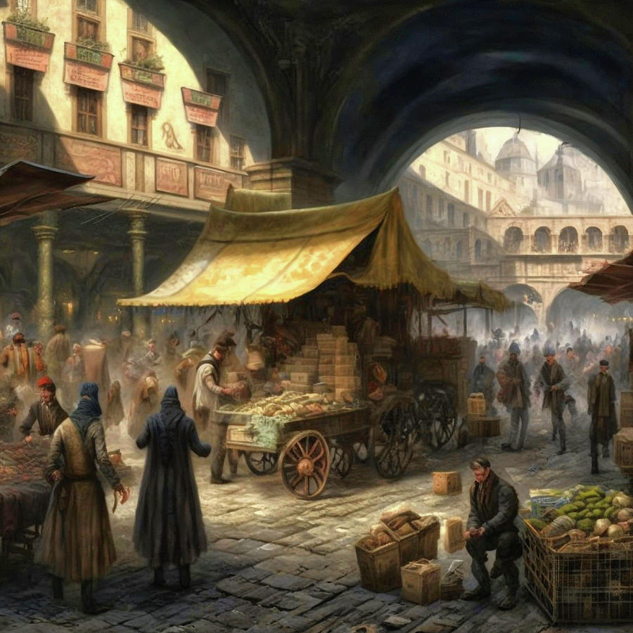 Old London Market Digital Art by Robert Knight