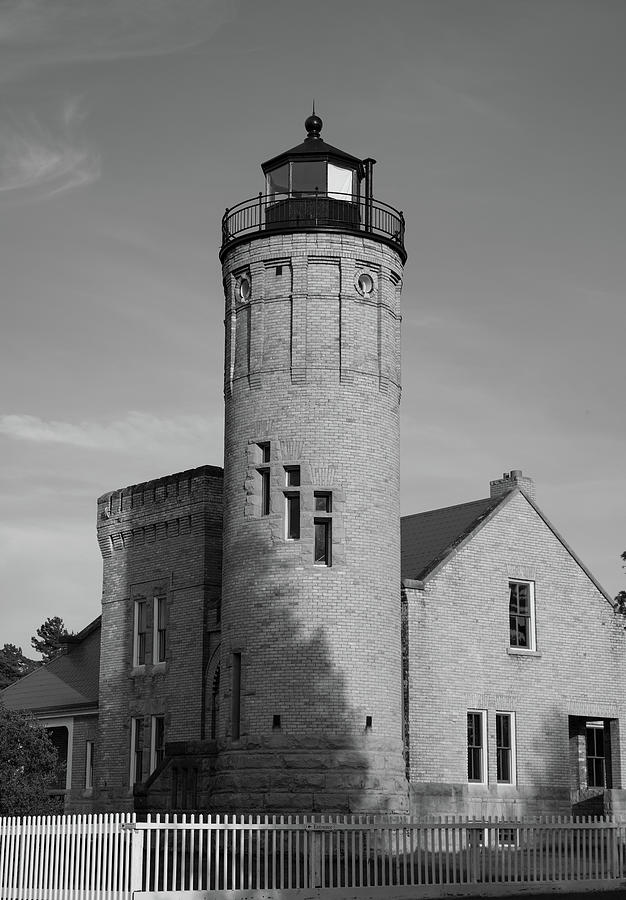 Old Mackinac Point Light Black And White Photograph by Dan Sproul