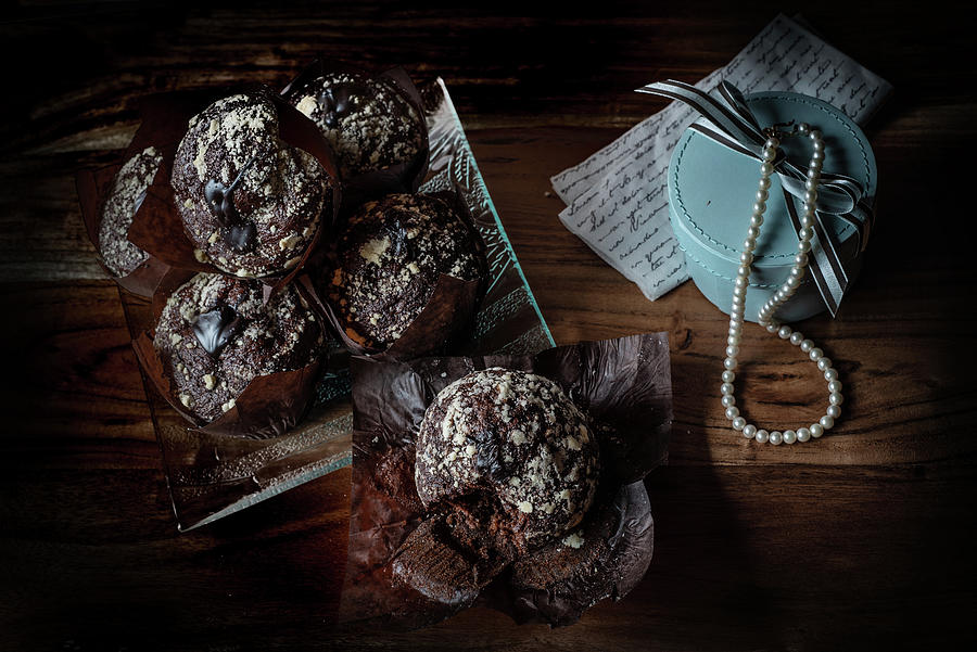 Old Maestra Chocolate Muffins and Pearls Photograph by Jean Gill