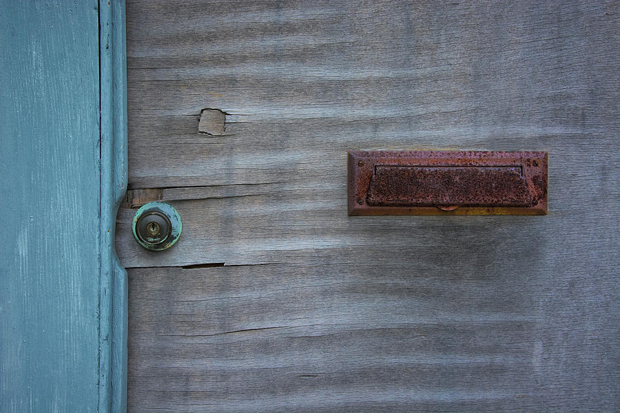 Old Mail - Weathered Door and Mail Slot Photograph by Mitch Spence