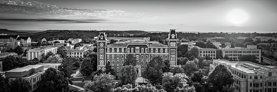 Old Main Sunset Panorama In Black And White - University of Arkansas ...