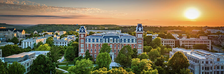 Old Main Sunset Panorama - University of Arkansas Skyline Photograph by ...