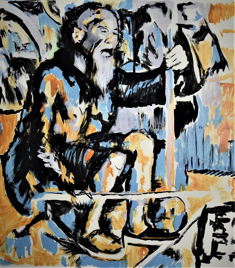 Old Man and His Music Painting by Daniel Romano - Fine Art America