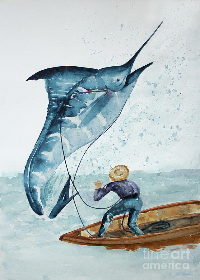 Swordfish Painting - Old Man and The Sea by Barbara McMahon