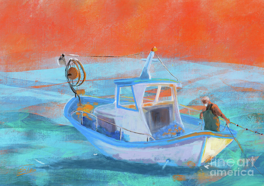 Old Man and the Sea Painting by Lidija Ivanek - SiLa