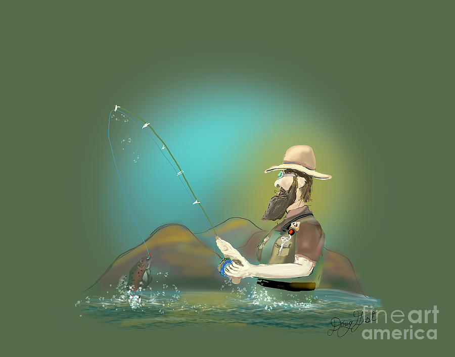 Old Man Fly Fishing Digital Art by Doug Gist
