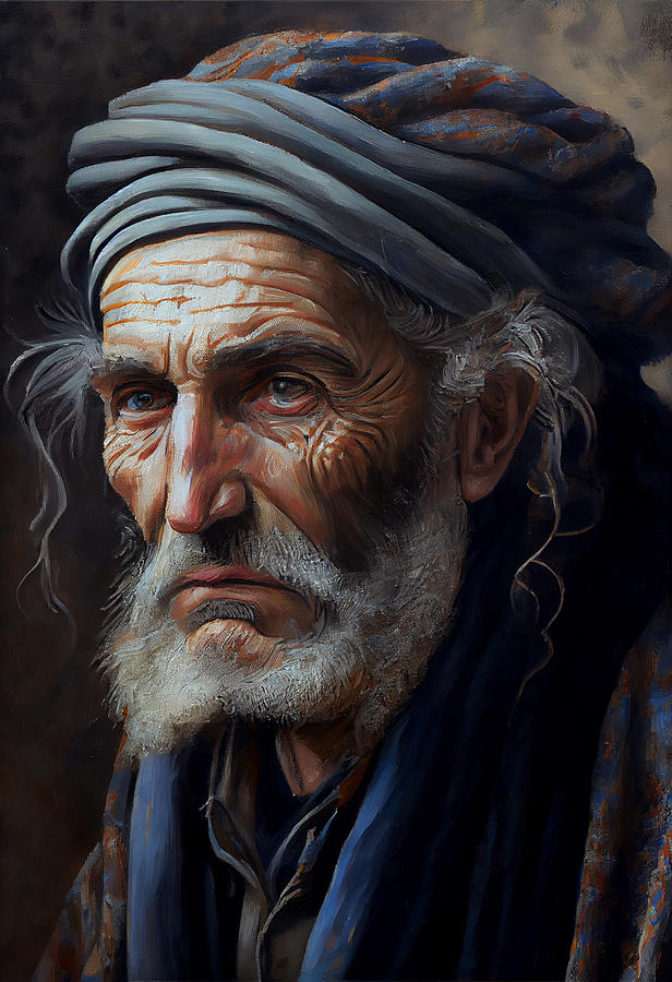 Old man from Kurdistan oil painting in the style by Asar Studios ...