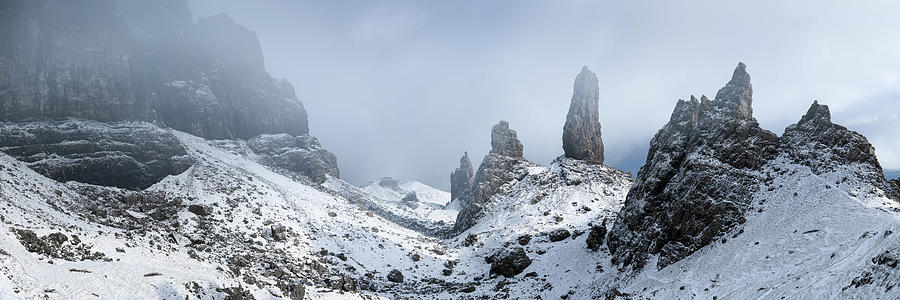 Old Man of Storr in winter snow Isle of Skye Scotland Photograph by Sonny Ryse