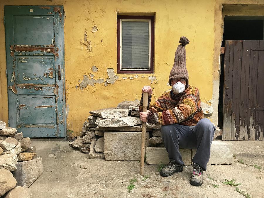 Old Man Spending Global Pandemic in His Backyard Photograph by Jan Dolezal