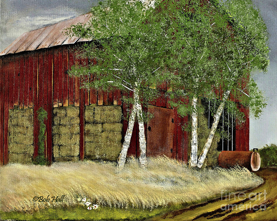 Old Man Walkers Barn Painting by Bob Hall