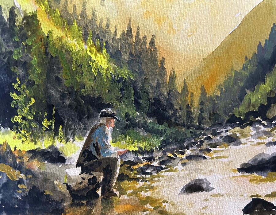 Old Man Wishing Painting by Larry Whitler Old Man Wishing Painting by Larry Whitler