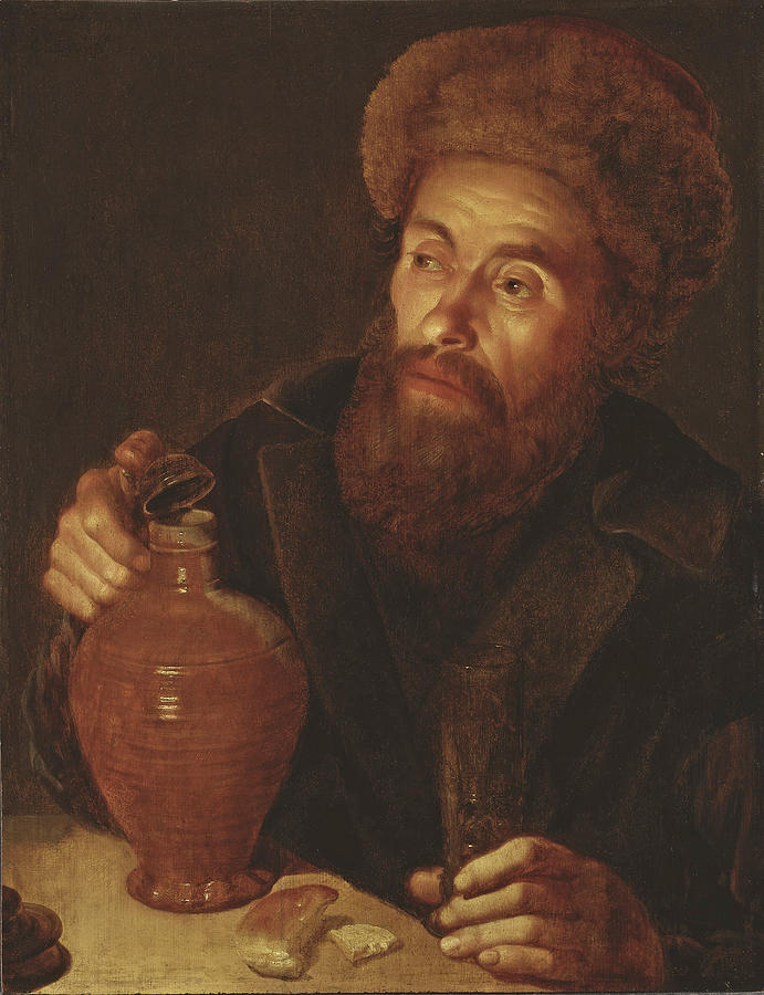 Old Man with a Jug Painting by Attributed to Willem van der Vliet
