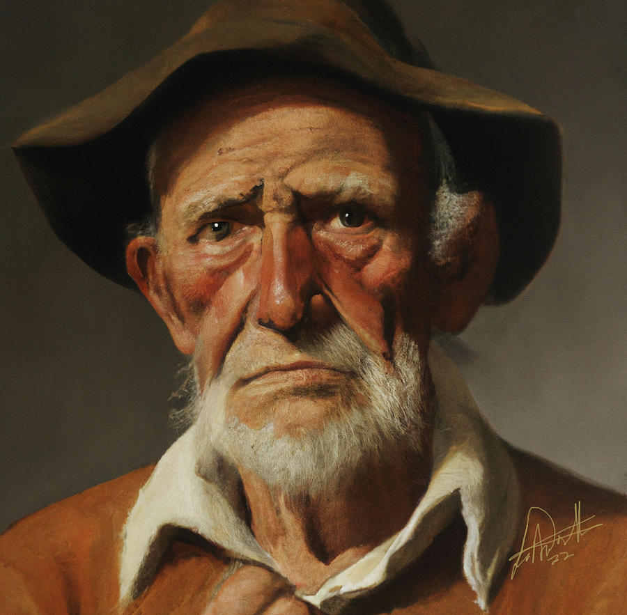 Old Man With Hat Digital Art by Lee Wastler - Pixels