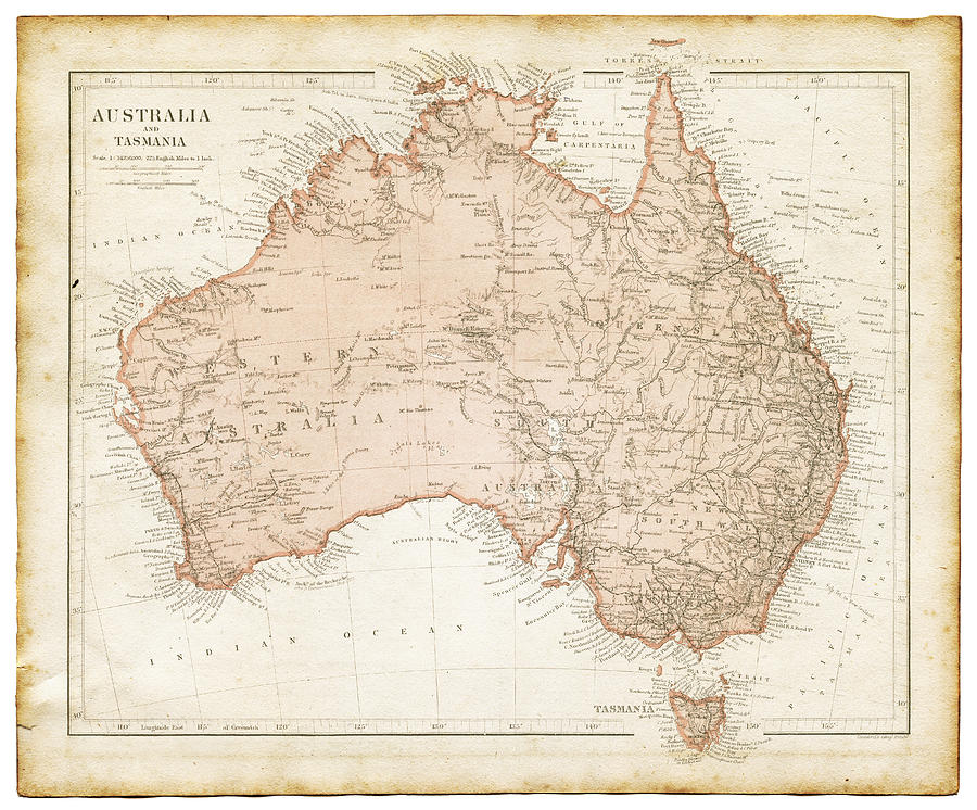 Old map of Australia 1899 Drawing by Thepalmer
