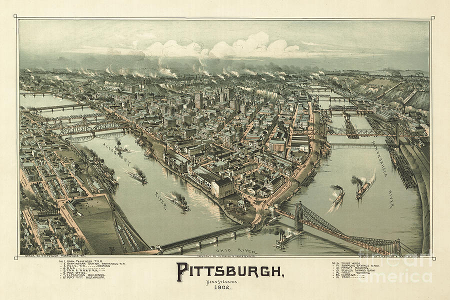 Old Map of Pittsburgh Pennsylvania 1902 Digital Art by Randy Steele