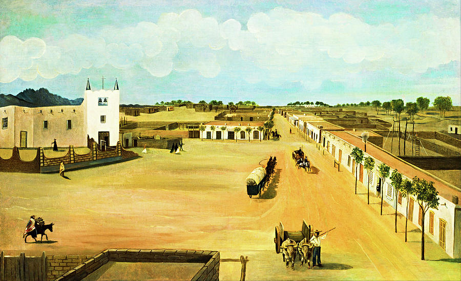 Old Mesilla Plaza circa 1885 Painting by Peter Ogden