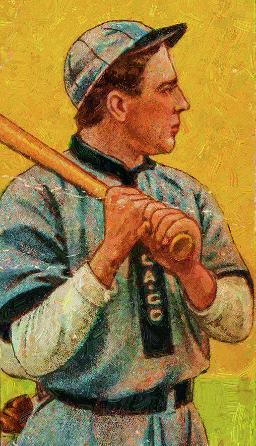 Old Mill Joe Tinker Bat On Shoulder Baseball Game Cards Oil Painting Painting