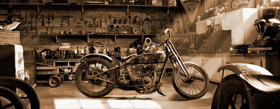 Old Motorcycle Shop 3P Photograph by Mike McGlothlen