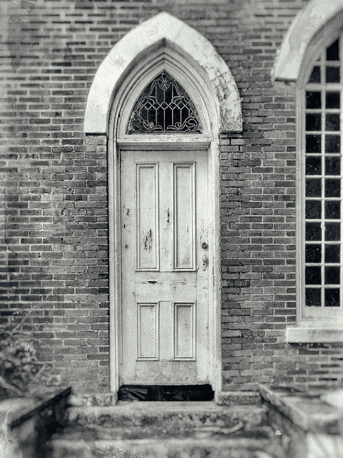 Old Mt.Tabor Baptist Church Window in Black and White, Palatka, Florida Photograph by Dawna Moore Photography