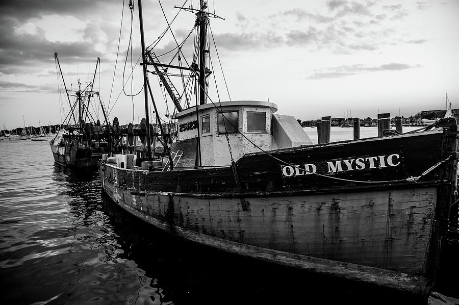 Old Mystic at Dock BW Photograph by Karol Livote