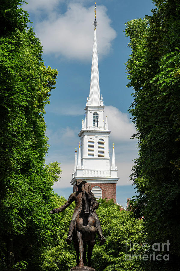 Old North Church and Paul Revere Statue Photograph by Bob Phillips